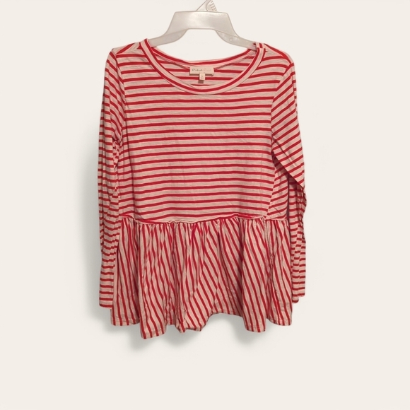 perfect peach Tops - Perfect Peach Women's Size Medium Red White Stripped Long Sleeve Blouse